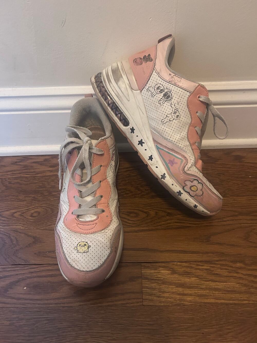 Skechers Street Million Air Hotter Air Doodle Graphic Wedge Sneakers Peach 10